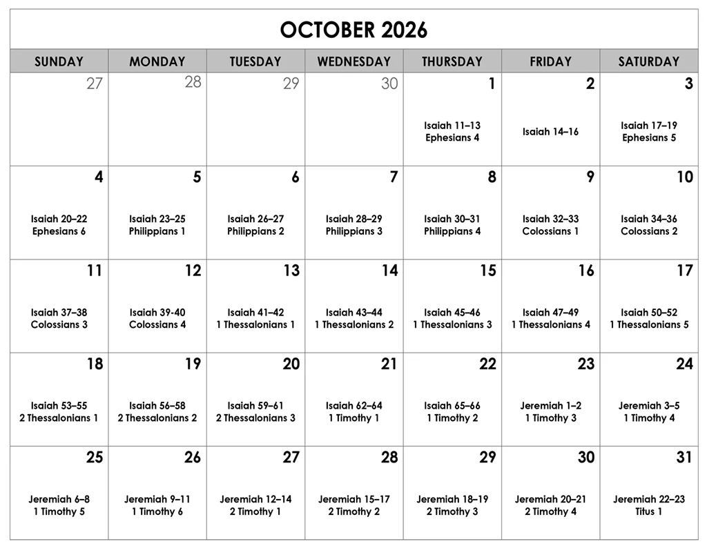 October 2026 Bible Reading