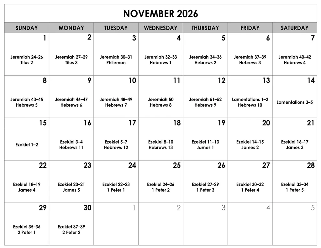 November 2026 Bible Reading Calendar